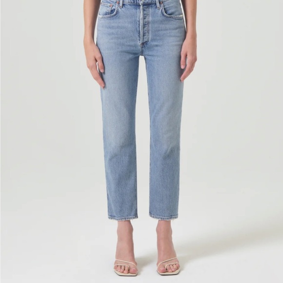 AGOLDE Riley High Rise Straight Crop Jeans - Blue - Picture 2 of 6